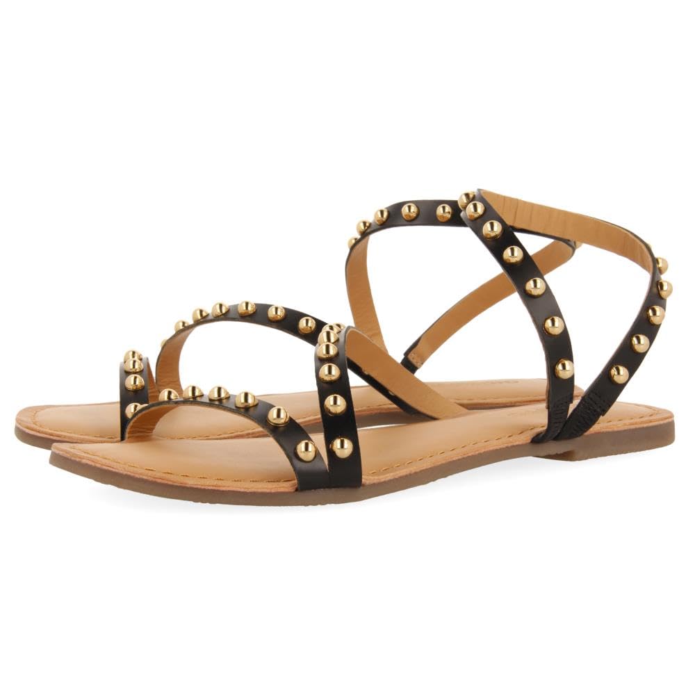 GIOSEPPO Women's Necedah Flat Sandal, Black/White, 4.5 UK
