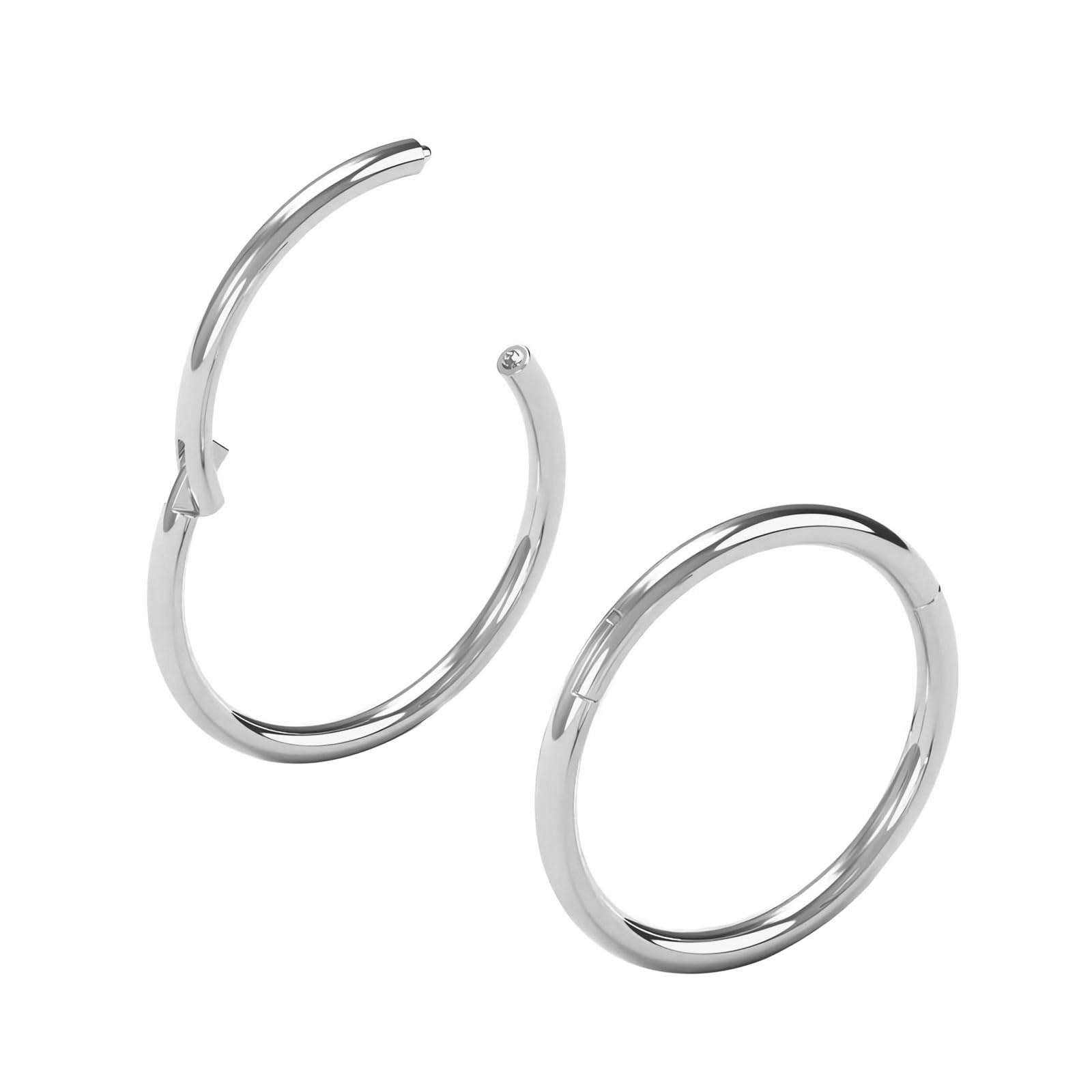 Body CAC 0.8mm/1.0mm/1.2mm/1.6mm/2.0mm/3.0mm/4.0mm/5.0mm/6.0mm Steel Hypoallergenic Clicker Hinged Nose Septum Ring Hoop with Colour Gold-Silver tone-Black-Rose gold — view 28
