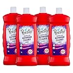 Presto! Bathroom Cleaner | Floral | 4 Litre | 1 L X 4 Packs | Suitable For Bathroom Floors, Slabs, Wall Tiles, Sinks, Basins, Stainless Steel Taps, Shower Heads