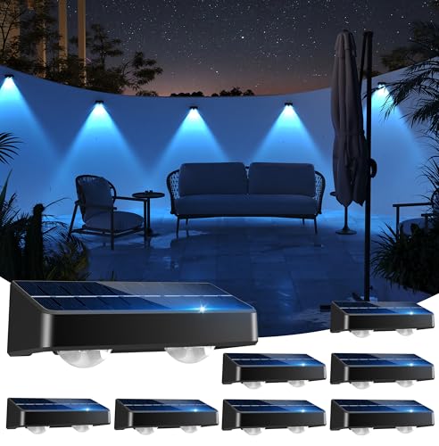 sununiny Solar Fence Lights 9-Color RGB Solar Lights Outdoor Waterproof