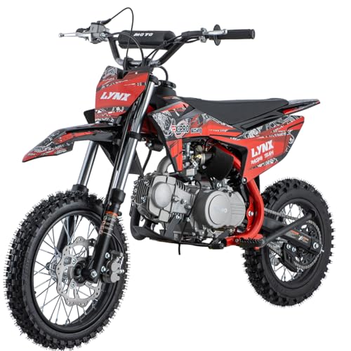 X-PRO Lynx 125cc Manual Clutch Dirt Bike Big Boys Pit Bike 125 Pitbike,Big 14'/12' Tires!(Red)