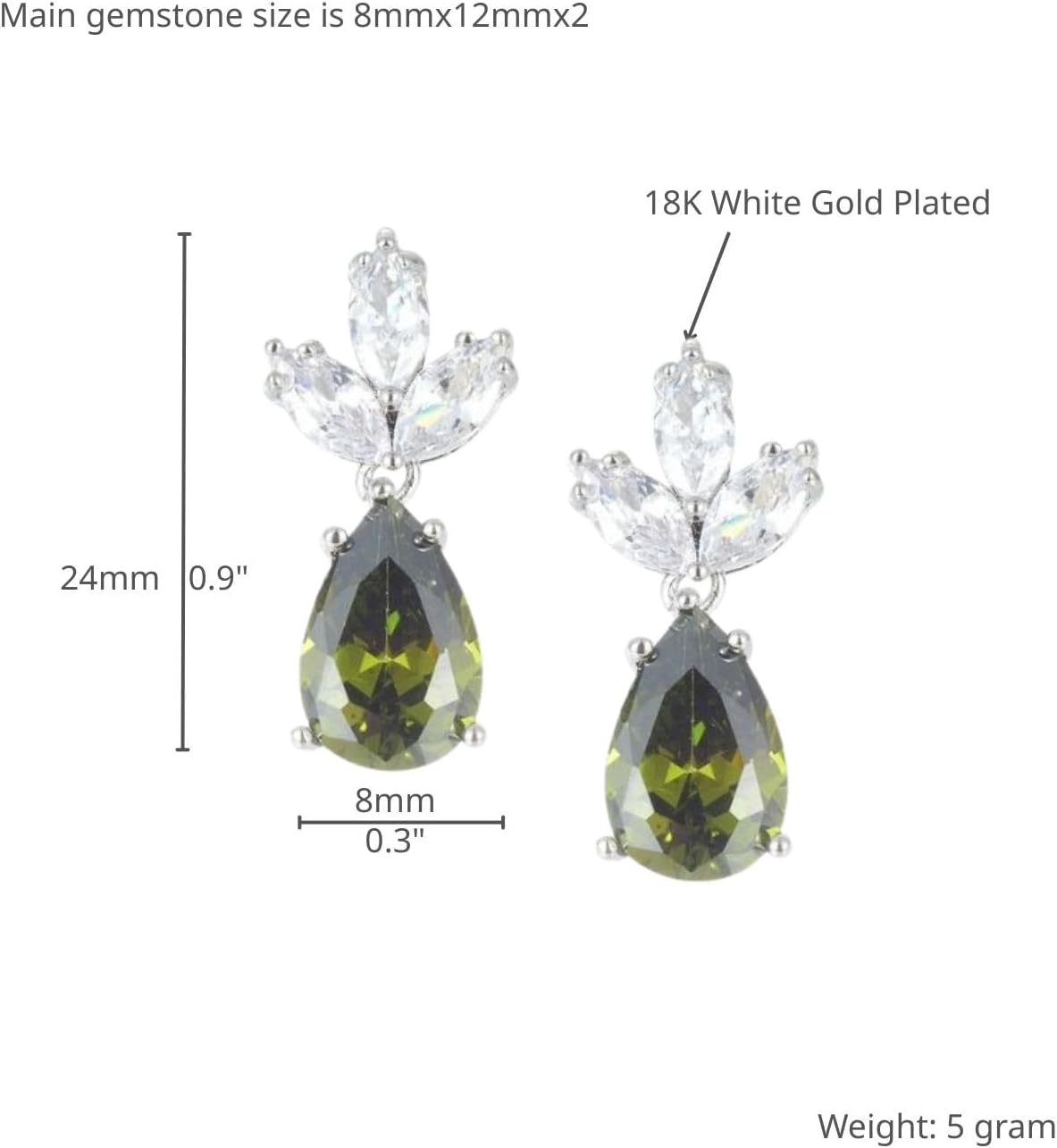 RIZILIA BLOSSOM 18K White Gold Plated Flower Earrings for Women, Pear Cut CZ [Multi Colors Available] Floral Dangle Earrings, Trendy Jewelry Gift for Women - Image 2