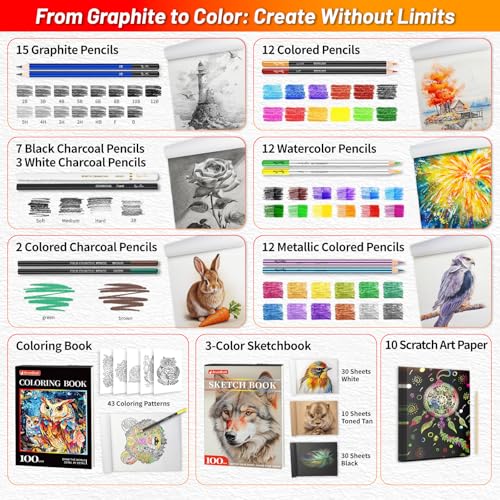 141 PCS Art Supplies Sketching Kit Pro Max Gifts for Artists Adults Kids — view 5