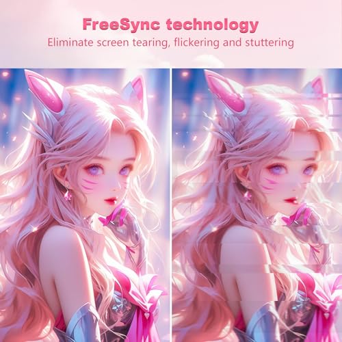 Image of FYHXele 27 inch Gaming Monitor, Pink 1800R Curved Monitor, FHD-1920X1080P, 165Hz, 1ms, Fast IPS, FreeSync Hdmi Monitor with Ultrathin, HDMI /DP /USB Vesa /Wall Mount Computer Monitor-Pink