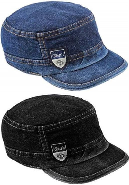 Unisex 100% Cotton Denim Style Cap Men's Denim Cap Pack of 2 Black & Blue-picture-19