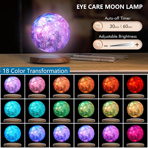 Qqv Levitating Moon Lamp Galaxy Light 18 Colors 3D Printing Magnetic Moon Light Floating And Spinning In Air Freely, With Remote &Touch Control, Dimmer, As Birthday Gifts, Night Light, Home Decor #TOP3