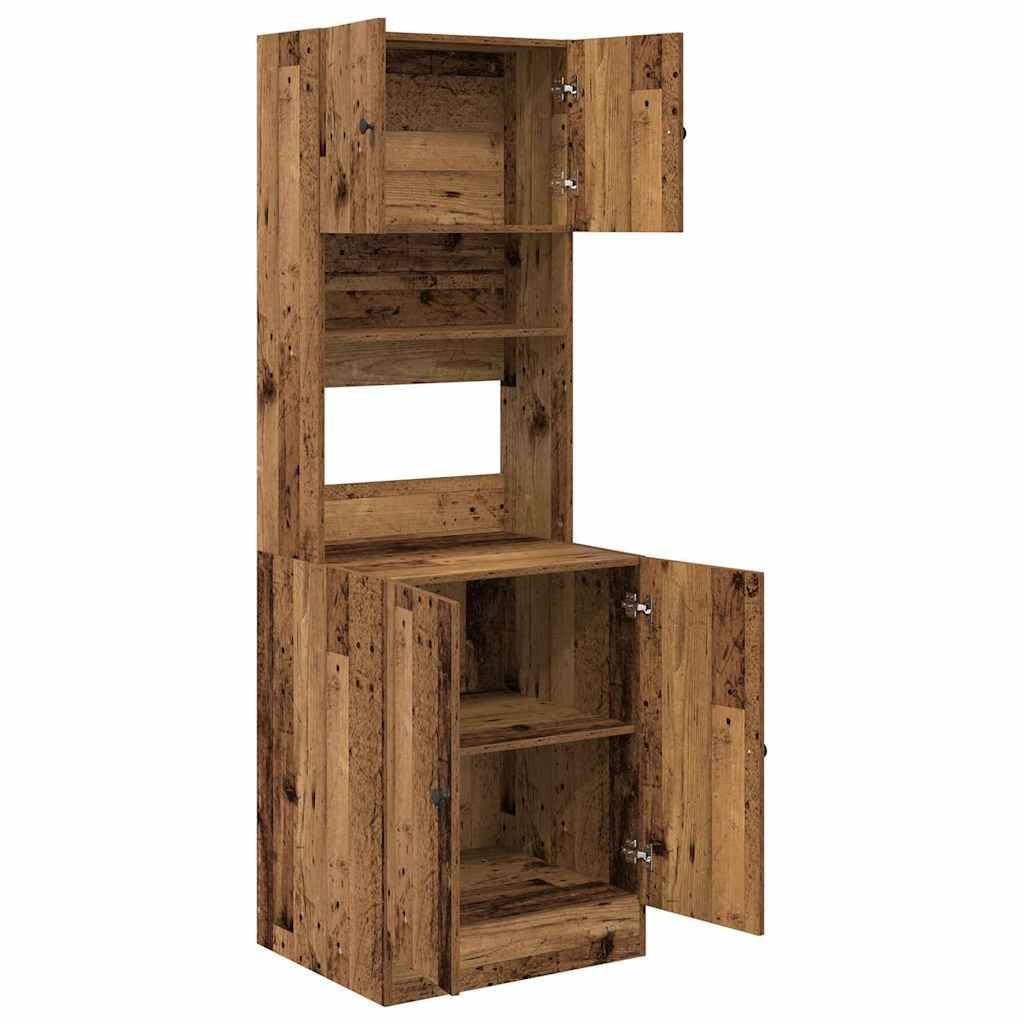 vidaXL Buffet de Cuisine avec Porte 2 pcs Bois Ancien 60 x 50 x 180 cm, Rangement spacieux, Buffet rectangulaire Moderne, Organisateur Chic pour la Salle à Manger, Meuble Efficace