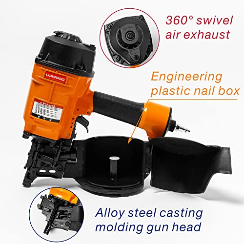 Cn70 Air Coil Nailer By Upwood, 2 Inch To 2-3/4 Inch 15 Degree Coil Siding Nail Gun Fast Shooting Fencing Nailer Pneumatic Coil Framing Nailer #TOP4