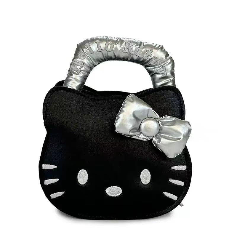 KELBBO Cute Kitty Crossbody Bags for Women, Small Kitty Shoulder Bag, Leather Kitty Coin Purse with Zipper, Gifts for Her (Black)