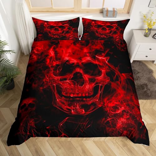 Feelyou Parure literie crâne sucre King, housse couette gothique 3 pièces
