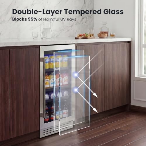 Image of Yeego 15 Inch Beverage Refrigerator,100 Cans Beverage Cooler(Right-Hinged)