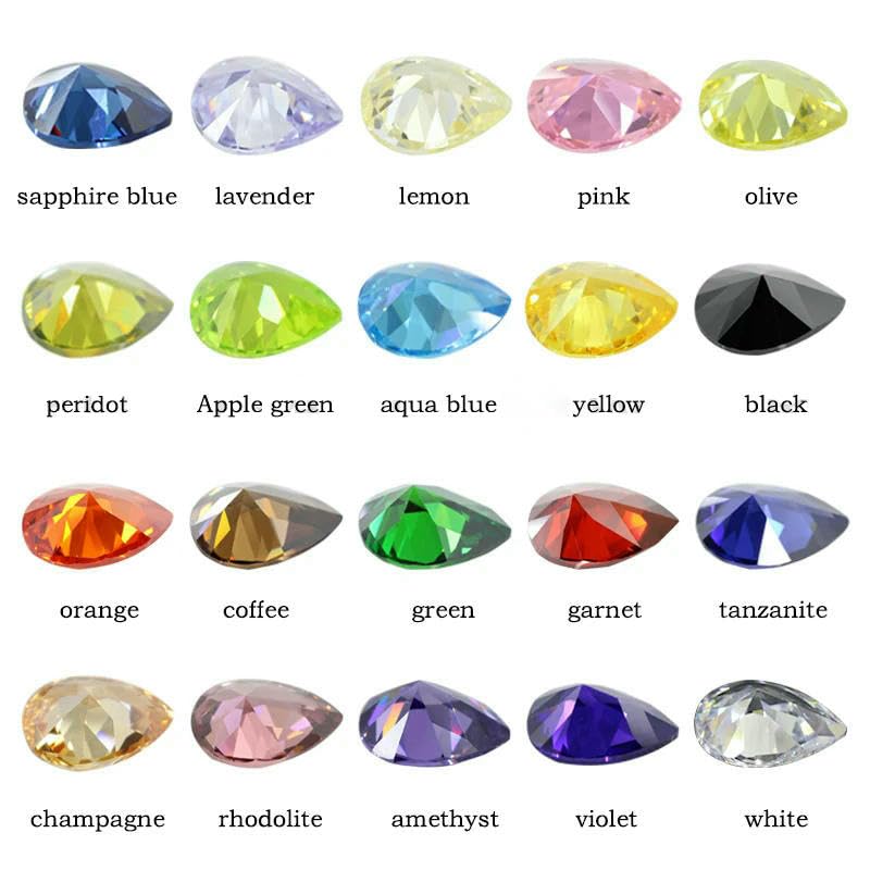 Mehrfarbige birnenförmige Zirkonia-Steine, lose synthetische Edelsteine, Perlen, CZ-Steine für Schmuck, 2 x 3 – 13 x 18 mm, AAAAA, violett, 6 x 8 mm, 50 Stück