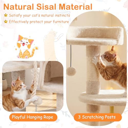 Torre para gatos de 36 pulgadas con rascador y plataformas miniatura 6