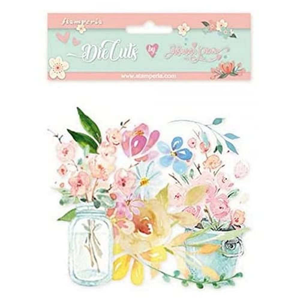 STAMPERIA INTERNATIONAL, KFT Stamperia-Assorted Die Cuts Circle of Love Flowers, Multicoloured, One Size