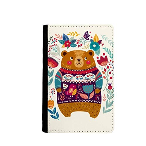 Étui passeport rose motif ours de dessin animé 3.7x5.8 inch au design classique coloré