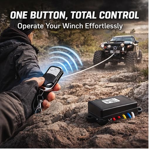 Image of KIMISS Wireless Winch Remote Control Kit, 12V 24V Universal Winch Wireless Remote Control Switch Receiver Kit for Truck ATV SUV