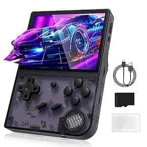 Retro Handheld Game Console, Anbernic RG35XX Handheld Emulator Console, Portable Game Console Built-in 5474 Classic Games, Speaker, 2600mAh Rechargeable Battery(Purple)