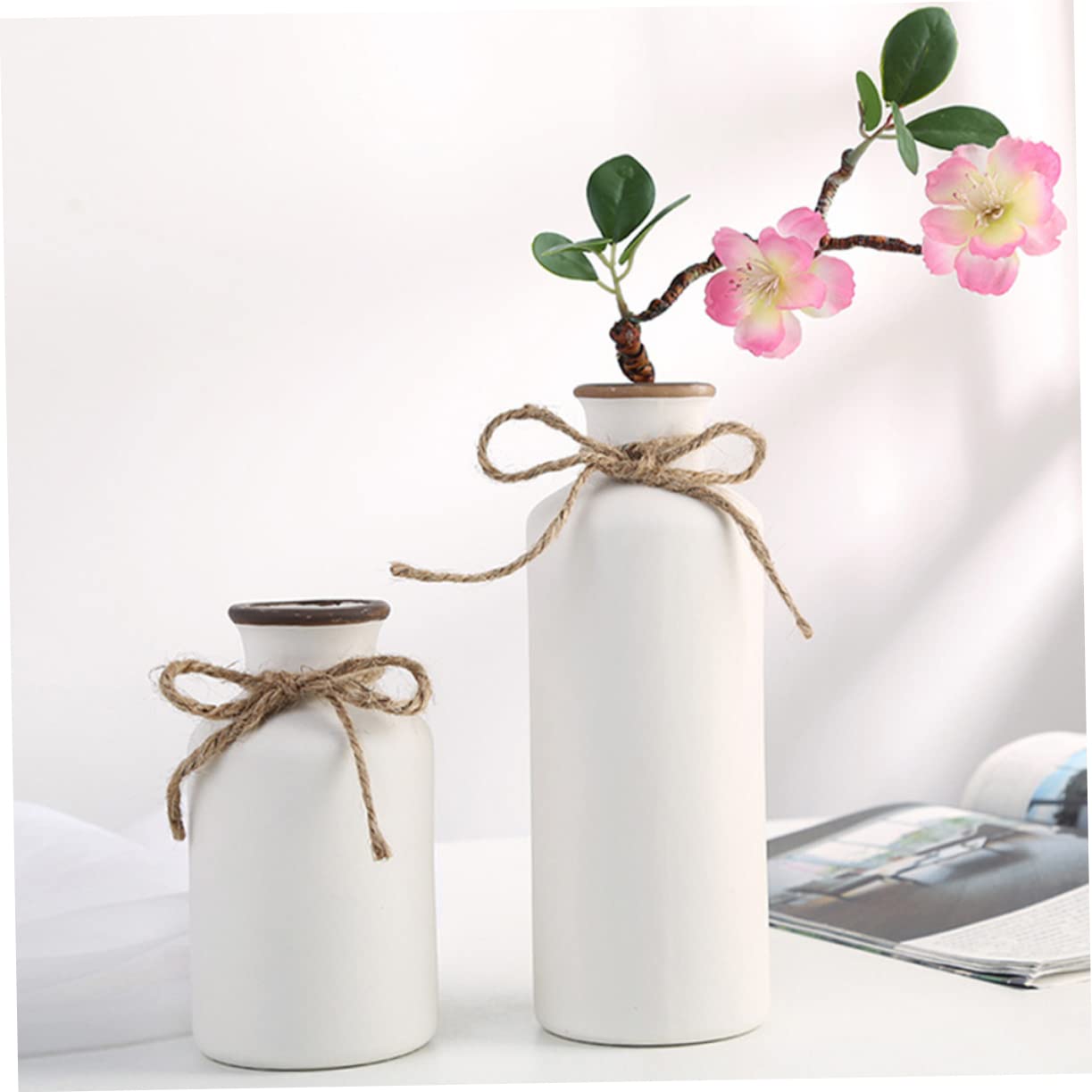 Set 3 Vasi in Ceramica per Fiori, Decorazione Semplice ed Elegante per Interni, Vasi Moderni per Arredamento Casa e Regalo