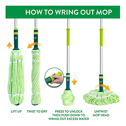 Pine-Sol Microfiber Mop Self Wringing – Easy Squeeze Twist Design for Wet Mopping | Household Cleaning Tool for Tile, Linoleum, Laminate Floors | Extendable Metal Handle by Pine-Sol - Image 2