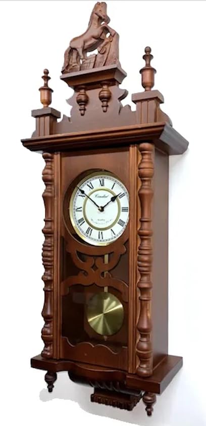 Pendelwanduhr, 77 cm, Pendeluhr, schöne Quarzwanduhr, römische Ziffern, geschütztes Pendel