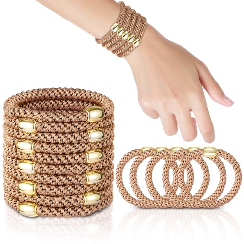 Image of FORENEE Hair Ties No Damage(10PCS) - Ponytail Holders - Elastic Hair Ties for Thick Hair - Braided Hair Bands for Women Girls's Hair - Khaki