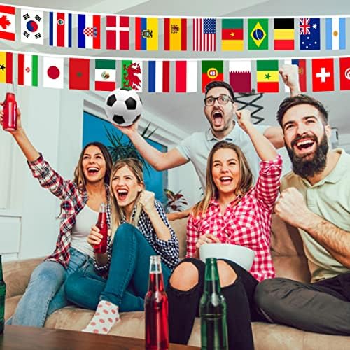 World Cup Football 2022 Bunting Banner,Flags of the world Bunting,World Cup 32 Countries Flags Bunting International Bunting Banner for Garden Bar Restaurant Street Party, Eurovision Party Decorations