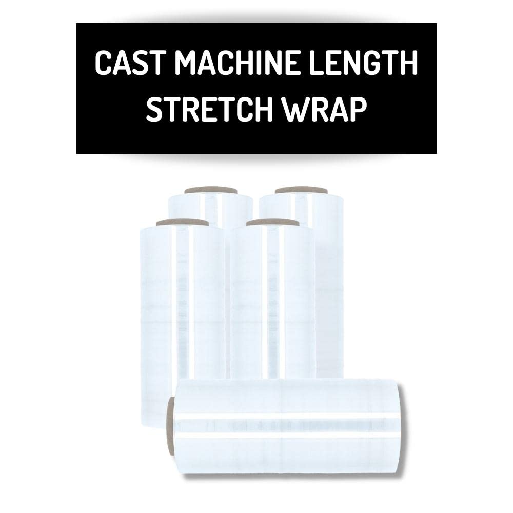 PSBM Bio-Degradable Cast Machine Clear Stretch Wrap, 80 Guage 40 Pack, 20 Inch x 5000 Feet, Plastic Packing Moving, Shrink Film Rolls