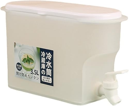 Dispensador de bebidas blanco de 3.5 litros con espita, dispensador de bebidas para refrigerador, dispensador de bebidas resistente a altas