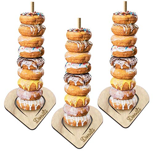 DishyKooker - Soporte de pared para donuts de madera, diseño de donas, decoración de fiesta de cumpleaños para bebés, decoración J-M01887, 3 piezas para el hogar Cover