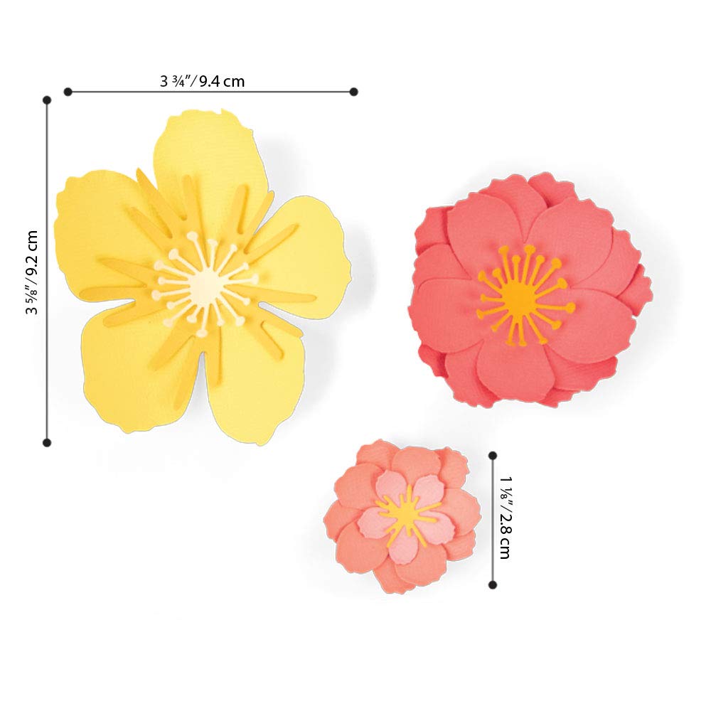 Sizzix Set de Troqueles Thinlits 7 pzas 664443, Florecimiento de Jen Long, Multicolor, Talla única