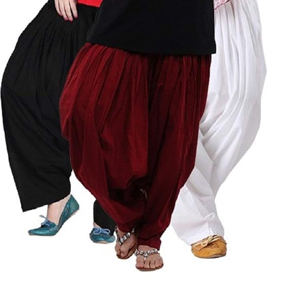 Pistaa Combo of 3 Womens Solid Cotton Mix Best Indian Ethnic Comfortable Readymade Punjabi Semi Patiala Salwar