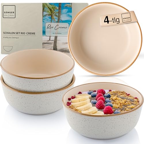 Sänger Rio Creme| Steingut Schüssel Set 4 teilig, Müslischalen für...