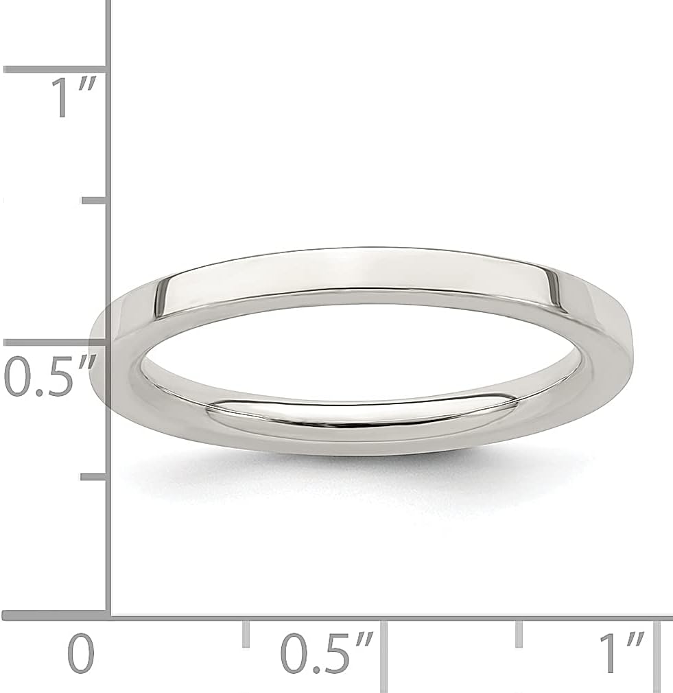 IceCarats 925 Sterling Silver Flat 2mm Slim Plain Wedding Band Ring Polished, Engravable