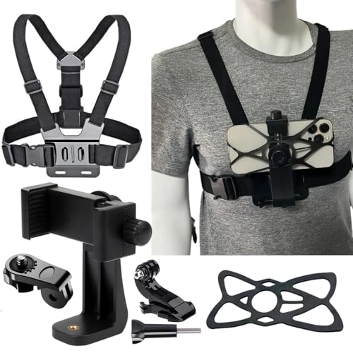 Image of yantralay Phone Chest Mount Strap Harness for iPhone 16, Samsung, Xiaomi, Go Pro Hero 13 /12 /11 /10 /9 /8 /7, Action Cameras & DJ I Os mo - Mobile Holder Belt for Vlogging, Biking, and Outdoor Sports.