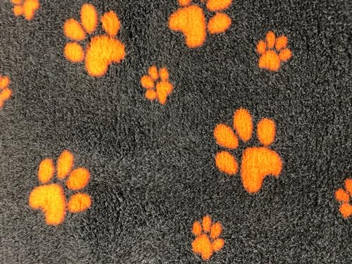 elropet Hundematte vetbed für kleine Hunde & große Hunde/Premium 22mm hohe Qualitätsstufe/Hundedecke S/M/L (Dunkelgrau + orangene Pfote, S 80cm X 50cm)