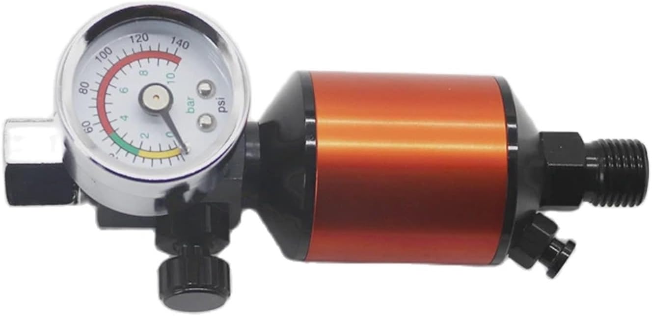 Air Regulator with Air Filter Spray Gun Air Regulator Gauge Air Spray In-Line Water Trap Filter Tools Paint Spray Gun Regulator 1pcs(Color:Orange)