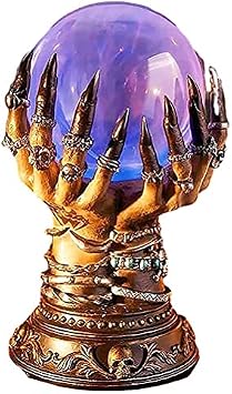 lyrlody Halloween Crystal Ball, Flashing Plasma Ball Crystal Ball Light with Fortune Telling Table Witch Celestial Glass Ball, for Halloween Decoration e