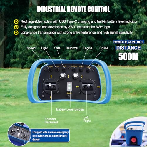 Image of AIWEIYA-Remote Control Lawn Mower,Oil-Electric Hybrid Crawler Track Mower,3-15CM Cutting Height Professional Landscape and Estate Mower for 100% Slope(45) Large Turf Grass Cutting