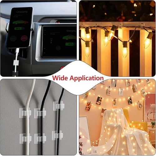 Adhesivos para Clips de Cable 100 piezas, Organización de Cables Adhesivos, Gestión de Cables con Adhesivo Fuerte para Pared y Escritorio miniatura 4