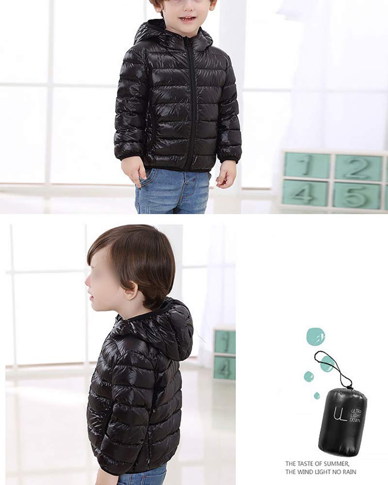 HONGBI Kinder Down Hoody,Kurze Leichte Daunenjacke mit Kapuzen Warme wasserdichte Winterjacke Outdoor Steppjacke Daunenmantel Gepolsterte Jacke Winter Winddicht Übergangsjacke für Maedchen Jungen