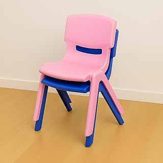 Children's Plastic Chairs (Set of 2), Blue & Pink Chairs, Indoor/Outdoor Use, Supports 100kg