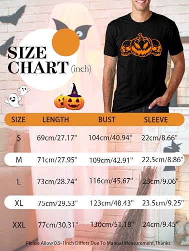 tiorhooe Halloween Shirts for Men Smiling Pumpkin Graphic Tshirt Pumpkin Halloween Tee Tops - Image 6