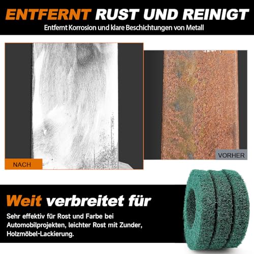 SI FANG 10 Stücke Schleifscheiben Schleifvlies 125 x 22,2 mm Polierscheibe Nylonfaser，Grobreinigungsscheibe Reinigungsscheibe Scheuerpad Stahl Metall Polieren für Winkelschleifer, Polierwerkzeuge