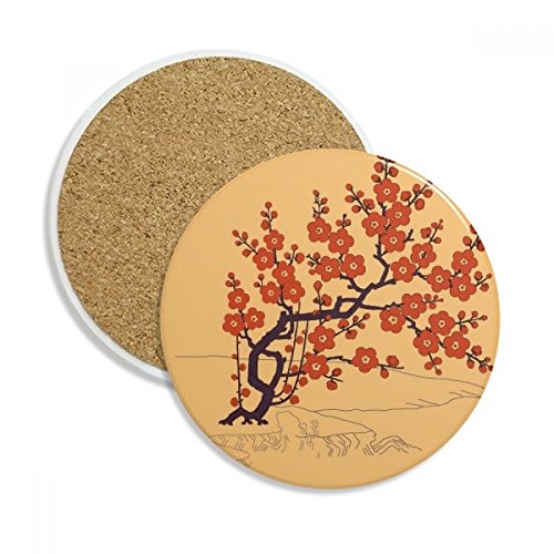 Finis les cercles d'eau grâce au coaster en céramique absorbant fleur rouge - 2