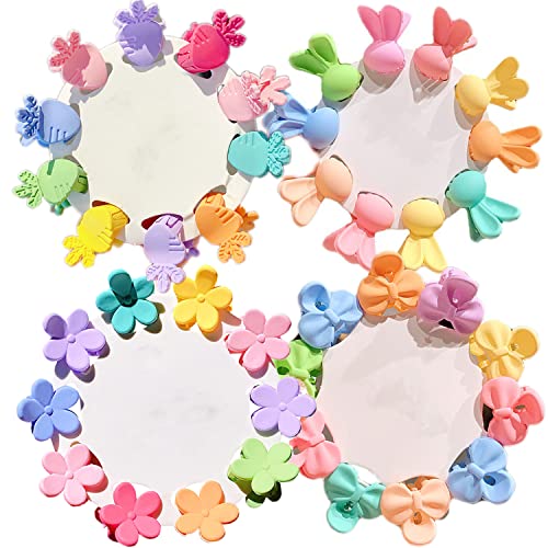 Sukpsy 40 Pcs Baby Girls Hair Claw Clips Mini Beautiful Cute Princess Hair Accessories 4 Style Candy Color Hair Pin Flower Hair Clips For Teens Kids Toddlers Girls #TOP11