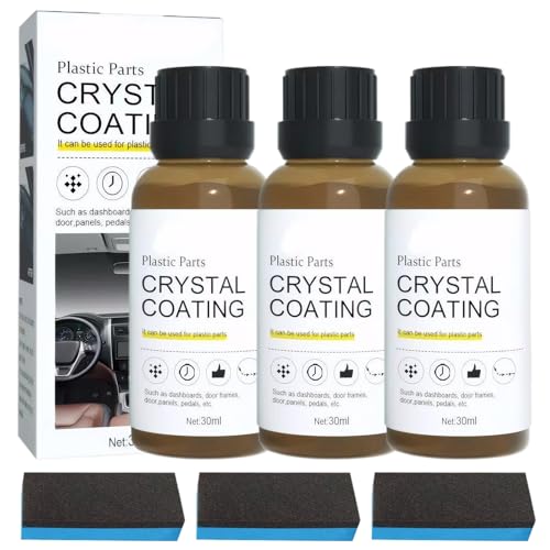 Kighdel 3 Pcs Crystal Coating Plastic Restoration Kit Crystal Coating with Sponge for Car