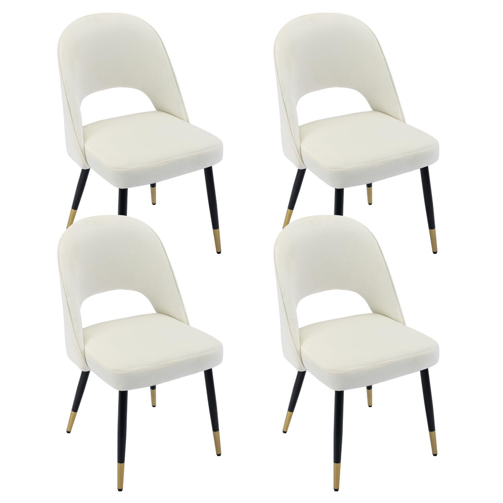Set of 2 Velvet Dining Chairs with Hollow Back Modern Kitchen Chairs, Living Room Chairs with Metal Legs for Home/Restaurant (Black) — view 18
