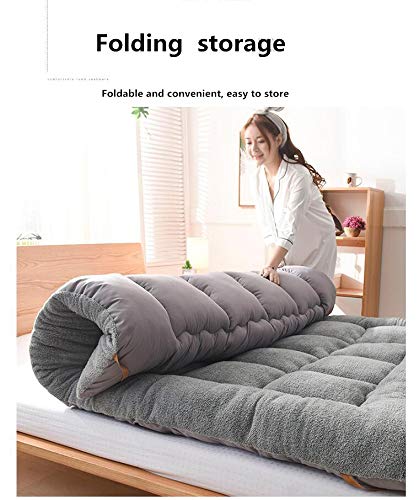 Plush Solid Color Floor Mattress Non-Slip Thicken Japanese Tatami Mat Foldable Double Futon Mattress Topper For Bedroom Living Room Dorm Room Etca-100X200Cm(39X79Inch) #TOP2
