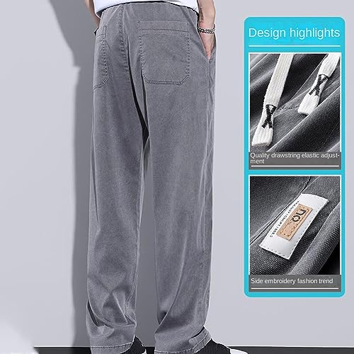 Men's Tencel Breathable Wide-Leg All-Match Casual Pants, Men's Elastic Loose Straight Pant4