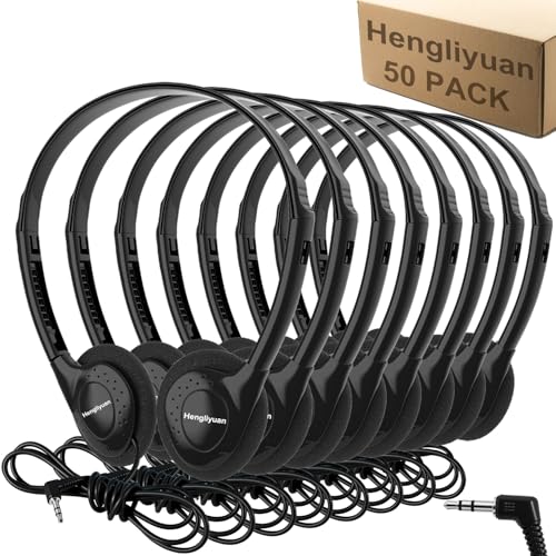 Hengliyuan 50�p�b�N �o���N�w�b�h�t�H�� ����/�w��/�L�b�Y�X�N�[���p �����C���z�� �L�� �I���C���[�N���X�Z�b�g �w�b�h�Z�b�g 3.5mm�W���b�N�t�� �}���� Chromebook �m�[�g�p�\�R�� PC �R���s���[�^�[�p (HLY002 �u